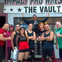 Outside our training facility The Vault From L to R Johnny Fitness, James Jeffries, Sparrow, Miss Frankie Jay, Aron Von Baron, Austin Aries, Ricky Love, Ugly, TS Agressor